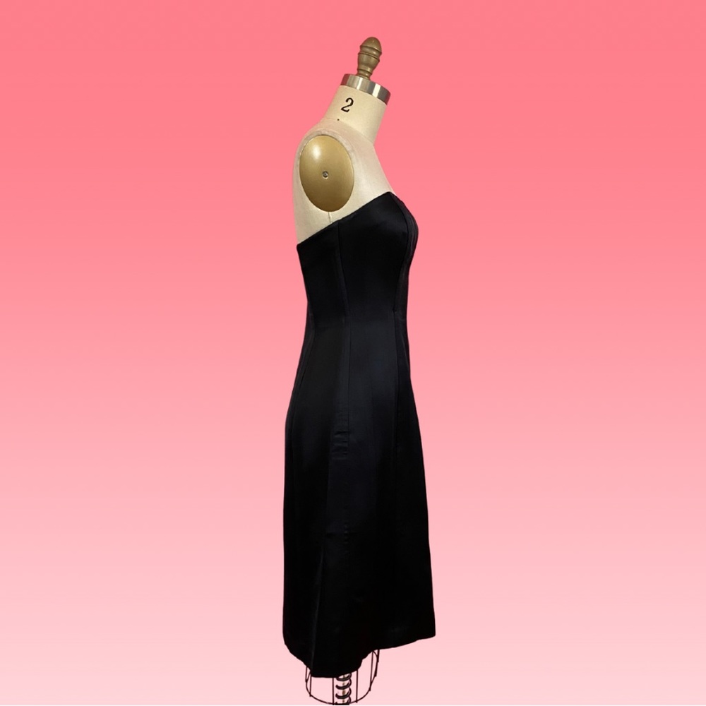 Vintage Y2K Goth Glam Made in ITALY Satin Brocade Pin Stripe Strapless Dress 4 - Picture 2 of 16